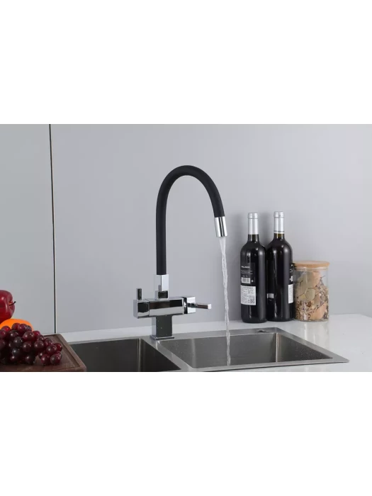 Смеситель для кухни Gappo G4395-30 фильтром, латунь, черный, хром