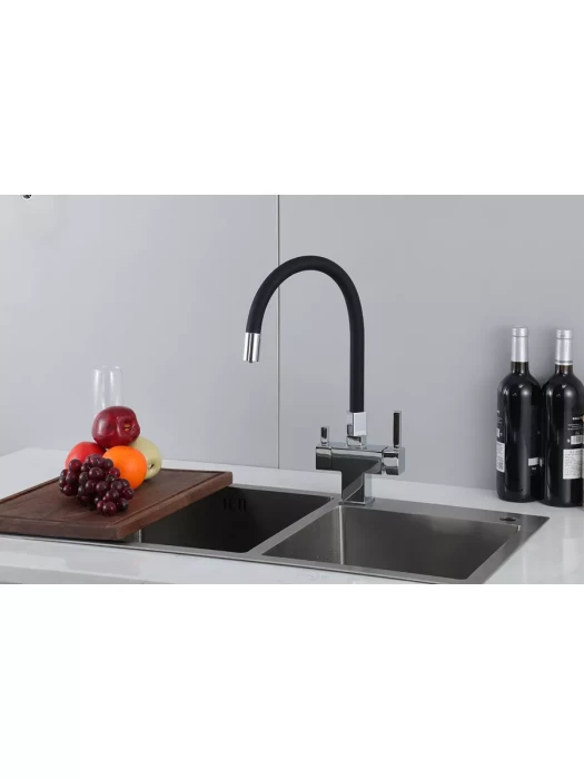 Смеситель для кухни Gappo G4395-30 фильтром, латунь, черный, хром