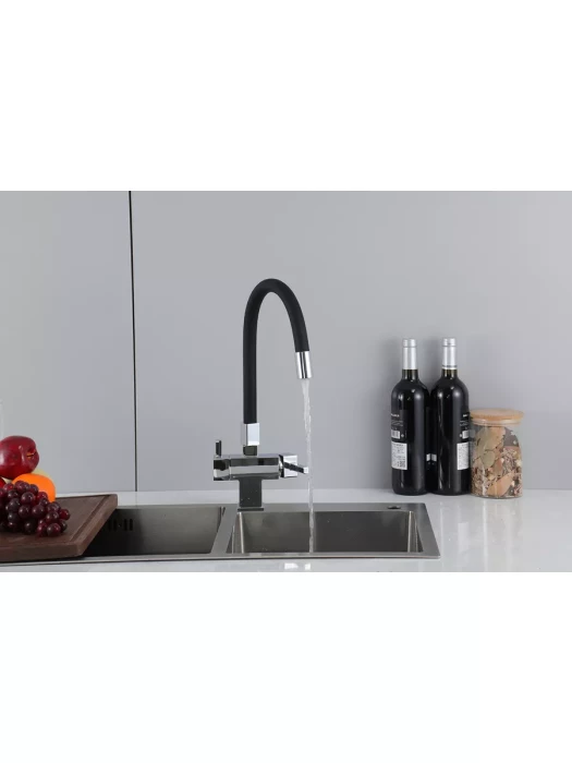 Смеситель для кухни Gappo G4395-30 фильтром, латунь, черный, хром