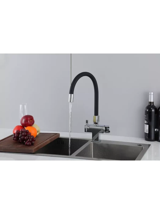 Смеситель для кухни Gappo G4395-30 фильтром, латунь, черный, хром