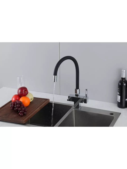 Смеситель для кухни Gappo G4395-30 фильтром, латунь, черный, хром