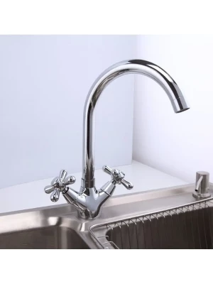 Смеситель для кухни Frap F4025, поворотный излив, латунь, хром