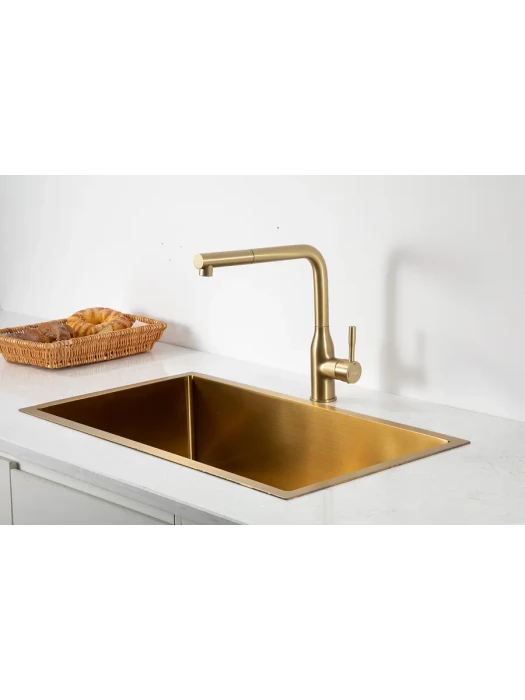 Смеситель Frap F6096-3, для кухни, с выдвижной лейкой, золотой сатин