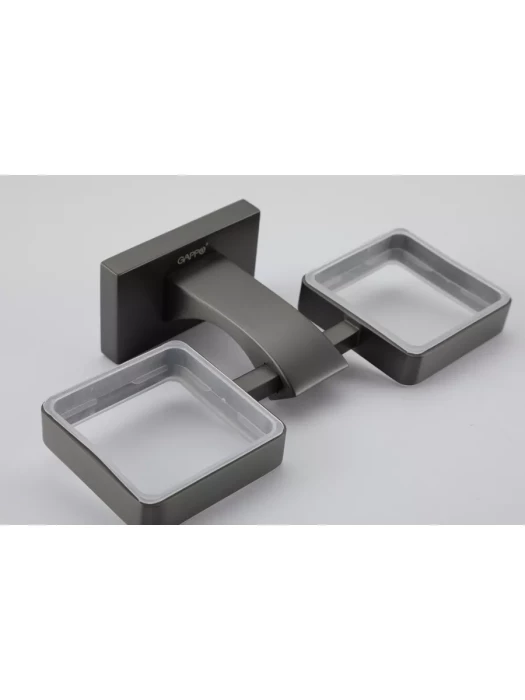 Стаканы для зубных щеток Gappo G0708-9, 2 отделения, стекло, латунь, оружейная сталь