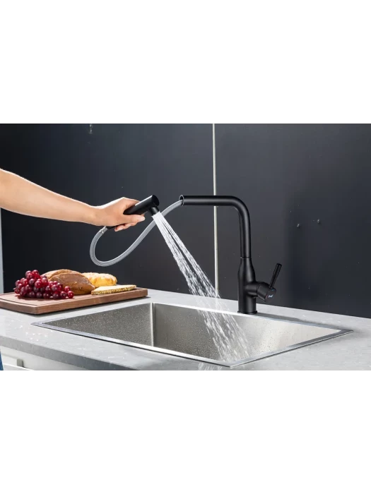 Смеситель Frap F6096-6, для кухни, с выдвижной лейкой, черный