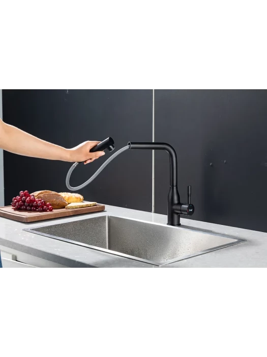 Смеситель Frap F6096-6, для кухни, с выдвижной лейкой, черный