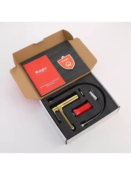 Смеситель для раковины Raglo R50.10.23, латунь, аэратор, горизонтальный, золотистый