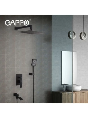 Душевая система скрытого монтажа Gappo G7107-6 латунь, цвет черный