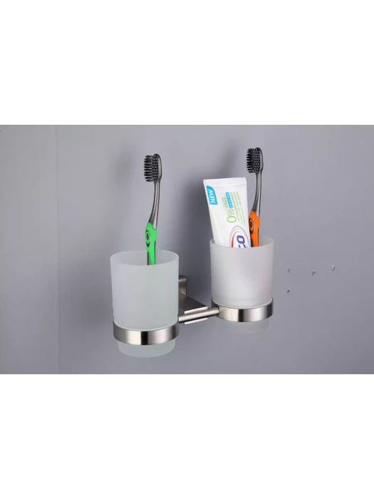 Стаканы для зубных щеток Gappo G1708, с держателем, круглые, сатиновые, серый