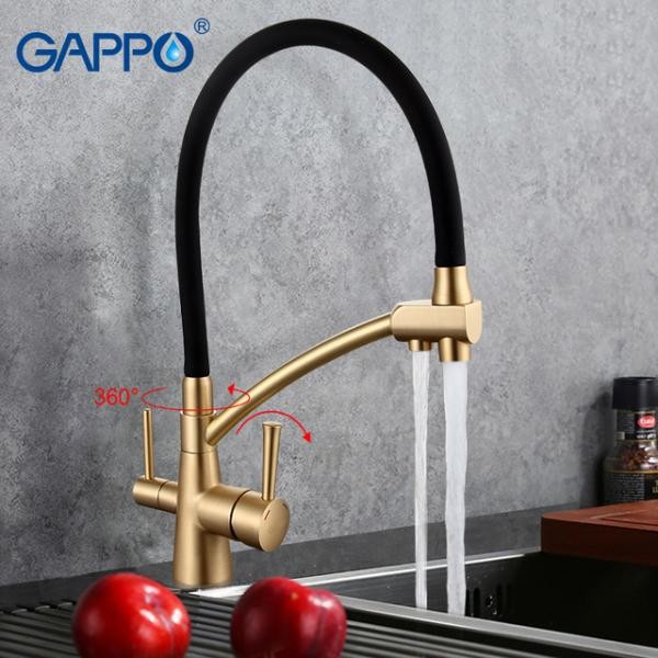 Смеситель для кухни с гибким изливом с подключением к фильтру Gappo G4398-1