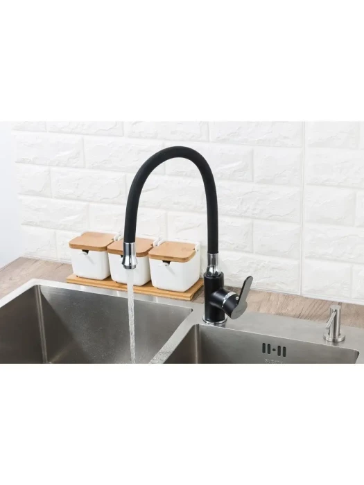 Смеситель для кухни Frap F4042, с гибким изливом, матовый черный