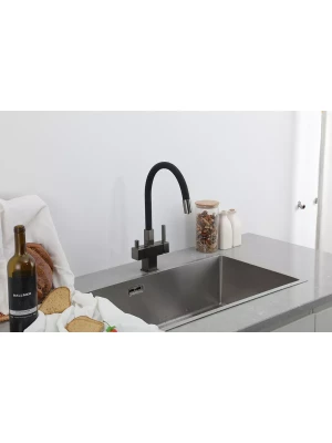 Смеситель для кухни Gappo G4395-39 с фильтром, латунь, оружейная сталь, черный