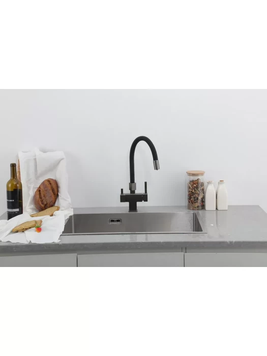 Смеситель для кухни Gappo G4395-39 с фильтром, латунь, оружейная сталь, черный