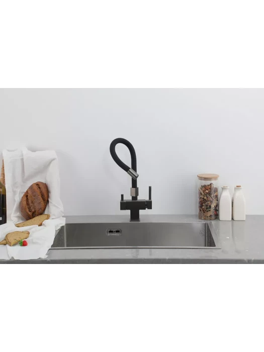 Смеситель для кухни Gappo G4395-39 с фильтром, латунь, оружейная сталь, черный