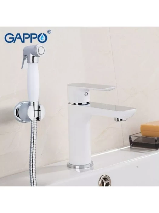 Смеситель для раковины с лейкой Gappo NOAR G1048-1, латунь в цвете белый/хром