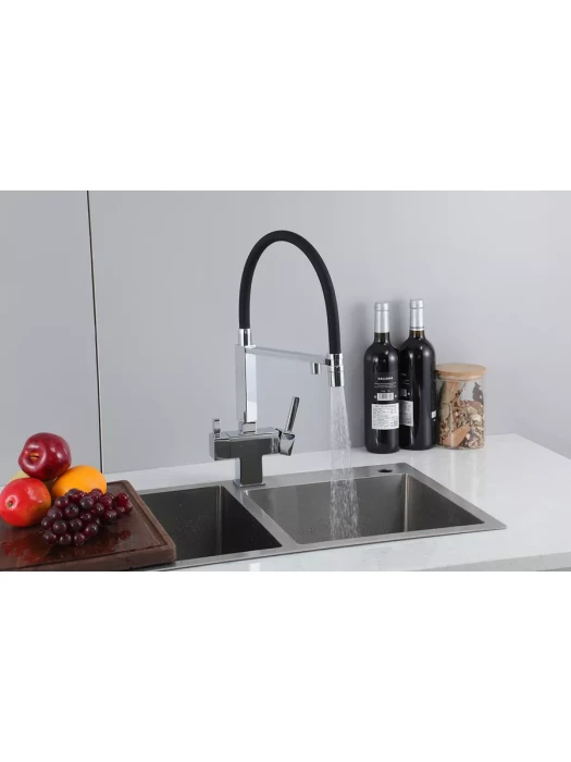 Смеситель для кухни Gappo G4395-50 с фильтром, латунь, черный, хром