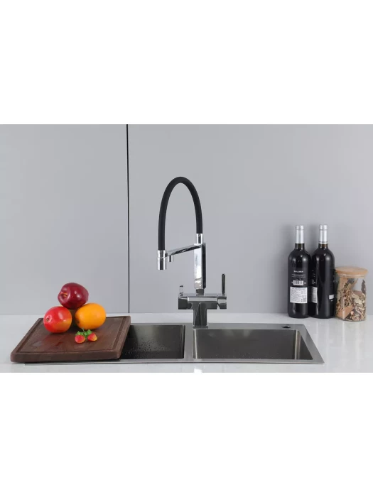 Смеситель для кухни Gappo G4395-50 с фильтром, латунь, черный, хром
