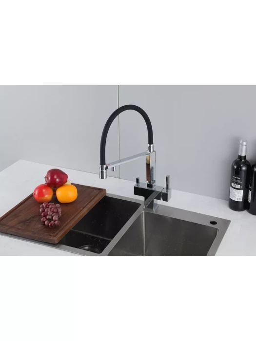 Смеситель для кухни Gappo G4395-50 с фильтром, латунь, черный, хром