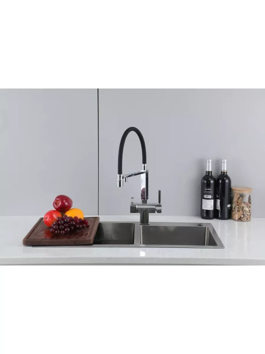 Смеситель для кухни Gappo G4395-50 с фильтром, латунь, черный, хром