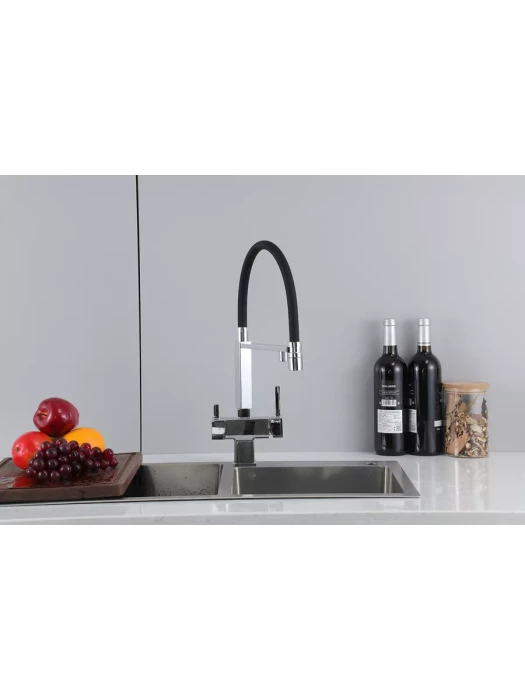 Смеситель для кухни Gappo G4395-50 с фильтром, латунь, черный, хром