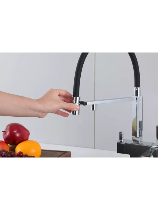 Смеситель для кухни Gappo G4395-50 с фильтром, латунь, черный, хром
