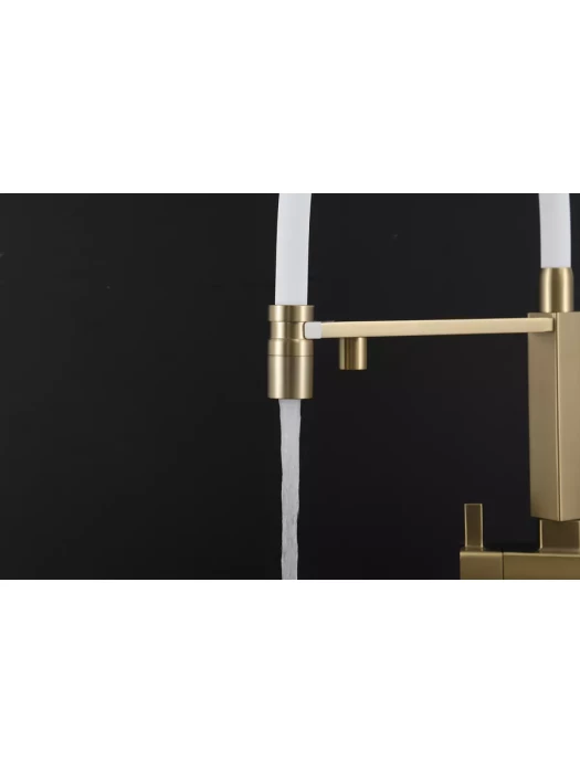 Смеситель для кухни Gappo G4395-53 с фильтром, латунь, золото, белый