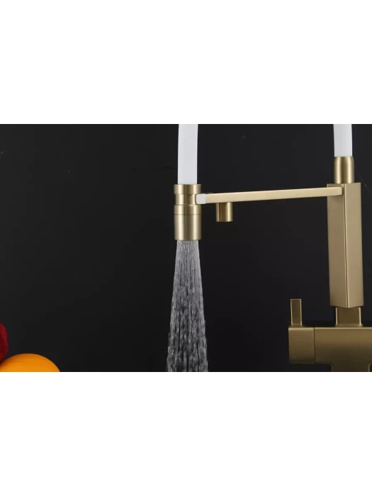 Смеситель для кухни Gappo G4395-53 с фильтром, латунь, золото, белый