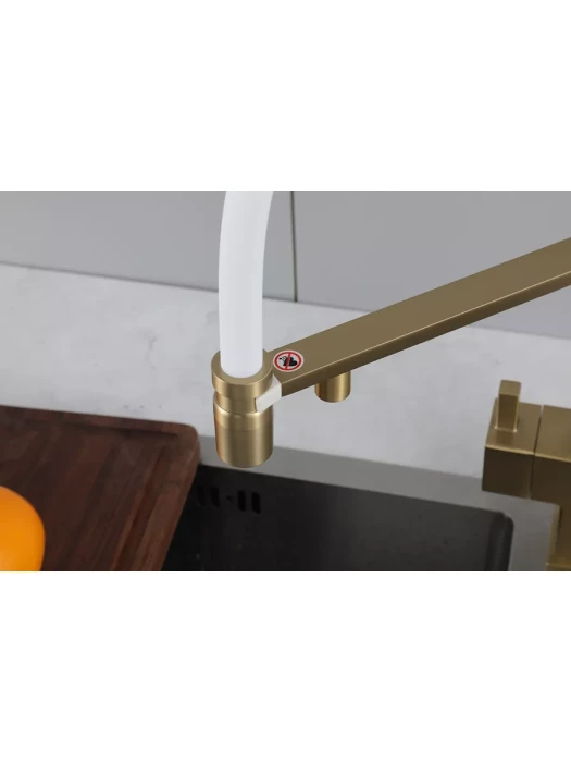 Смеситель для кухни Gappo G4395-53 с фильтром, латунь, золото, белый