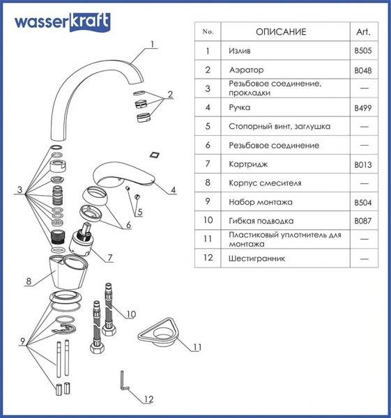 Смеситель для кухни Wasserkraft 2807