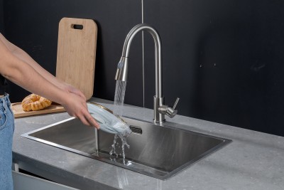 Смеситель для кухни с выдвижной лейкой Frap H991 F60991-5, сатин