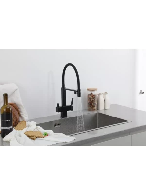 Смеситель для кухни Gappo G4395-56 с фильтром, латунь, черный