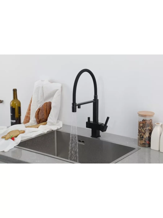 Смеситель для кухни Gappo G4395-56 с фильтром, латунь, черный
