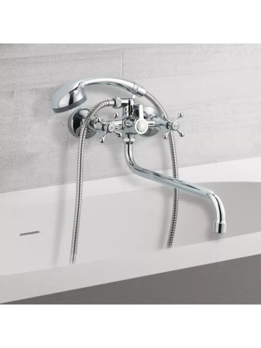 Смеситель Frud R22108, для ванны, с душевой лейкой, вентильный, хром