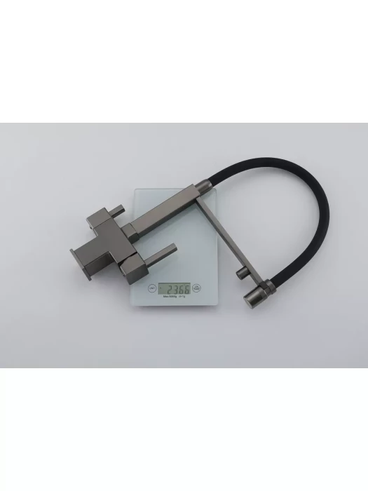 Смеситель для кухни Gappo G4395-59, подключение фильтра, гибкий излив, латунь/силикон, ружейная сталь