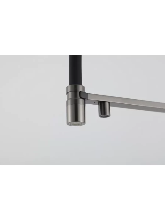 Смеситель для кухни Gappo G4395-59, подключение фильтра, гибкий излив, латунь/силикон, ружейная сталь
