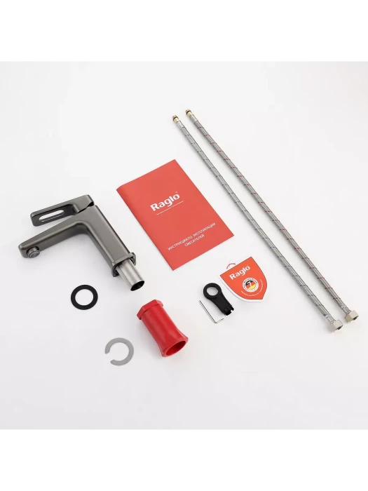 Смеситель для раковины Raglo, R51.10.09, латунный, поворотный, цвет графит