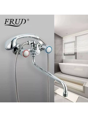 Смеситель для ванны Frud R22109 с душевой лейкой, двухвентильный, хром