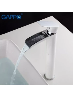 Смеситель для раковины Gappo G1048-31, латунь, белый/хром, высота излива 250мм