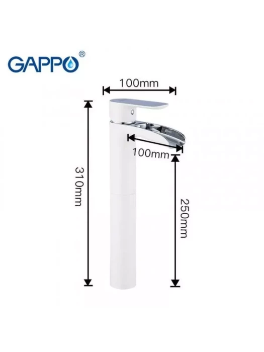 Смеситель для раковины Gappo G1048-31, латунь, белый/хром, высота излива 250мм