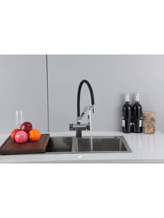 Смеситель Gappo G4395-60, для кухни, латунь, PVD покрытие, черный