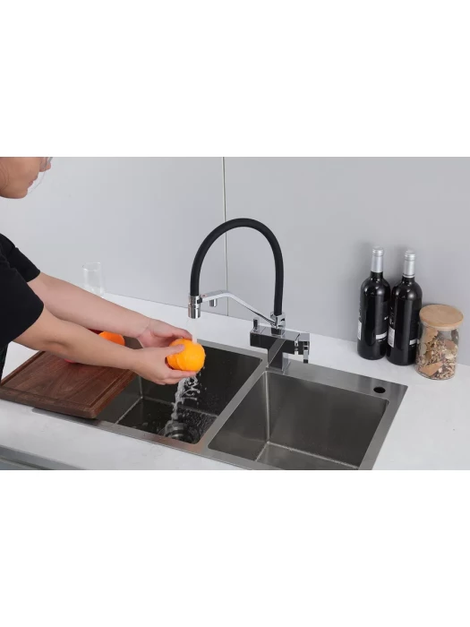 Смеситель Gappo G4395-60, для кухни, латунь, PVD покрытие, черный