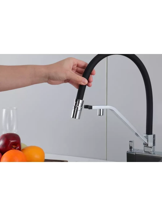Смеситель Gappo G4395-60, для кухни, латунь, PVD покрытие, черный