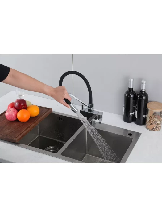 Смеситель Gappo G4395-60, для кухни, латунь, PVD покрытие, черный