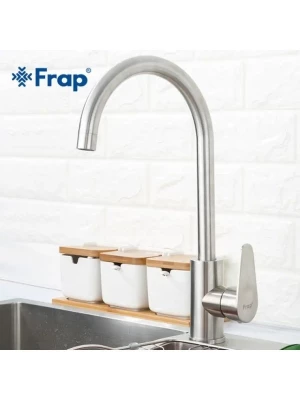 Смеситель для кухни Frap F4048, однорычажный, поворотный, цвет сатин