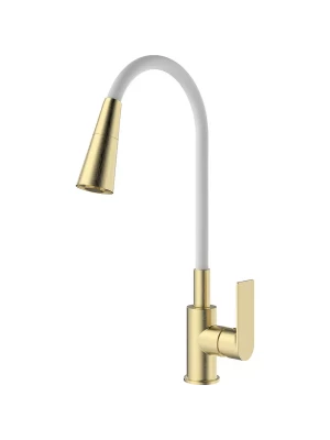 Кухонный смеситель Splenka S41.43.03, гибкий излив, аэратор, золотой, матовый