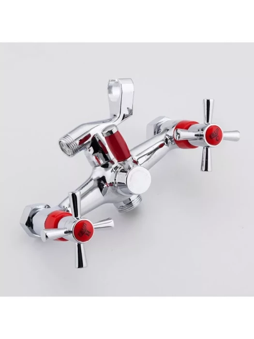 Смеситель Frud R22118-10, для ванны, с душевой лейкой, вентильный, красный