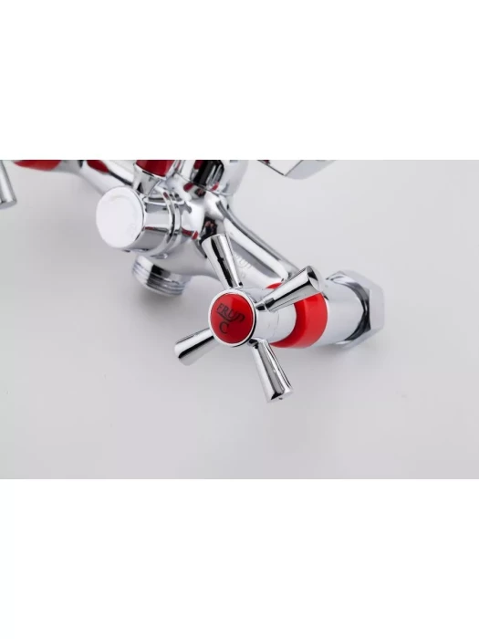 Смеситель Frud R22118-10, для ванны, с душевой лейкой, вентильный, красный
