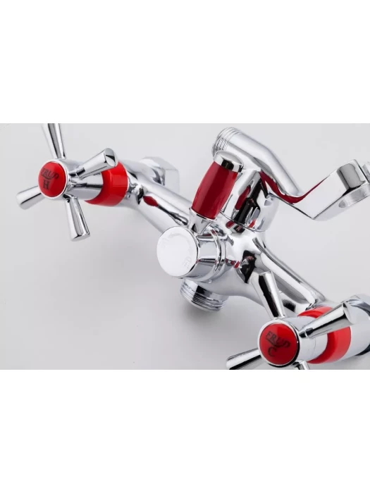 Смеситель Frud R22118-10, для ванны, с душевой лейкой, вентильный, красный