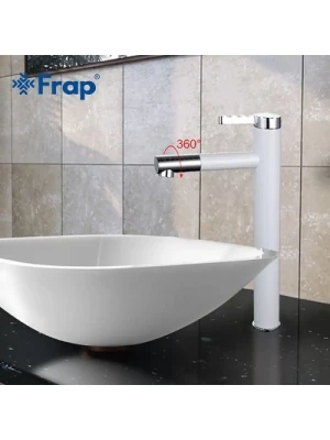 Смеситель Frap F1052-15 для раковины, латунь, белый/хром, гибкий подвод, 35 мм