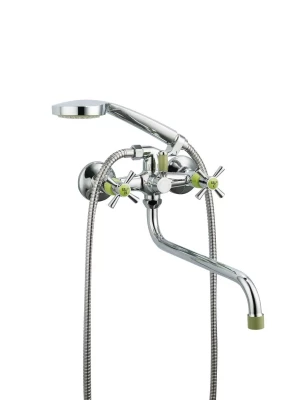 Смеситель Frud R22118-6, для ванны, с душевой лейкой, вентильный, зеленый